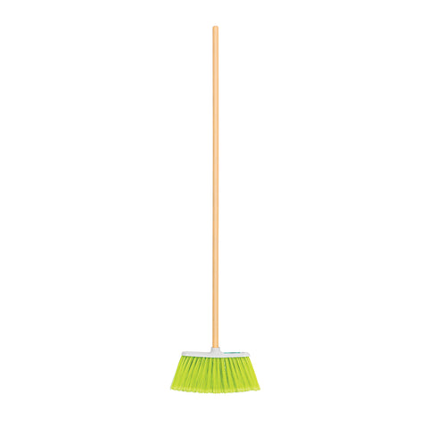 Escoba mediana tipo cepillo, cerdas de PVC, bastón de madera | ES-200C | 57054