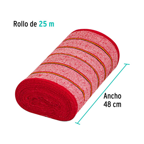 Rollo de 25 m de jerga sarga gruesa roja, KLINTEK | JER-25R | 57057