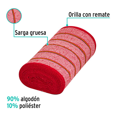 Rollo de 25 m de jerga sarga gruesa roja, KLINTEK | JER-25R | 57057