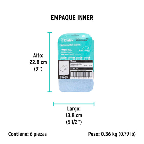 Toalla de microfibra de 40 X 40 cm, KLINTEK | MIC-40 | 57065