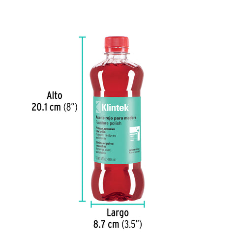 Aceite rojo para muebles, 480 ml, KLINTEK | AMU-48 | 57071