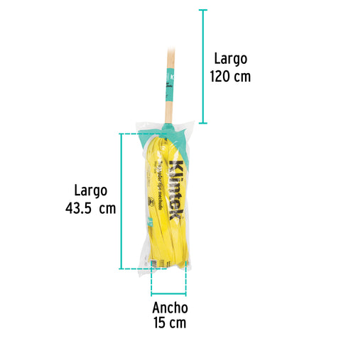 Trapeador de microfibra lisa, bastón de 120 cm, KLINTEK | MECH-185S | 57075
