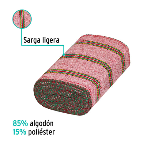 Rollo de 25 m de jerga sarga ligera roja, KLINTEK | JER-25RL | 57100