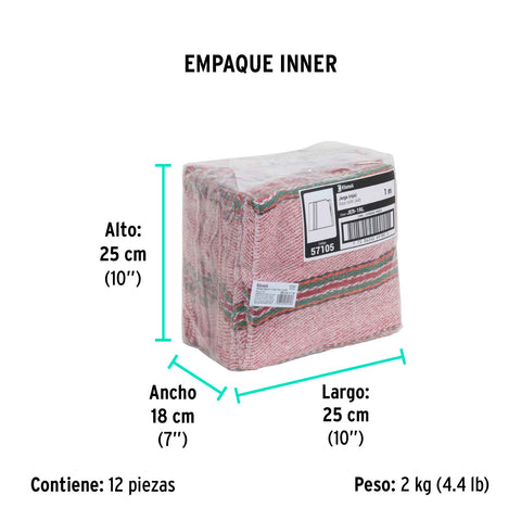 Jerga sarga ligera de 1 m x 48 cm roja, KLINTEK | JER-1RL | 57105