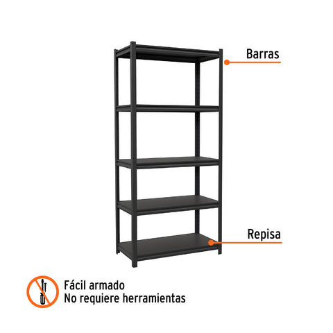 Estante metálico 5 repisas capacidad 80 Kg,180x45x85, TRUPER | ESTM-545 | 58003