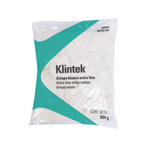 Bolsa de 1/2 kg de estopa extra fina, color blanco, KLINTEK | ESTO-2B | 58006