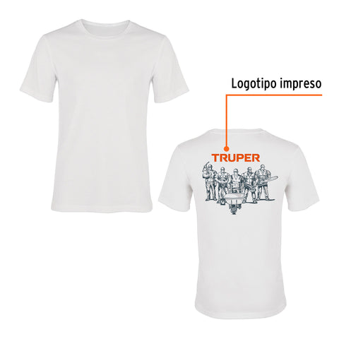Playera cuello redondo para hombre, blanca, G, Truper | CAM-BLA-40 | 60005
