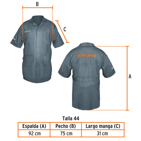 Bata bordada con logo, talla 44, Truper | BATA-44 | 60045