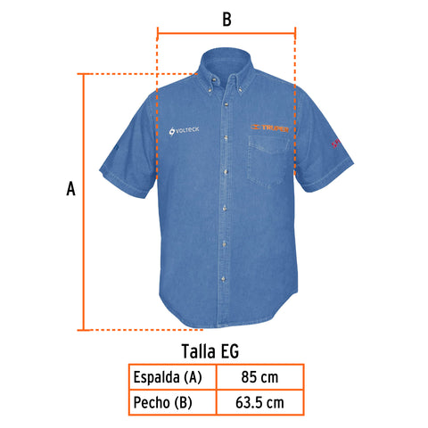 Camisa de mezclilla manga corta para hombre, EG, Truper | CAM-MEZ-CXL | 60343