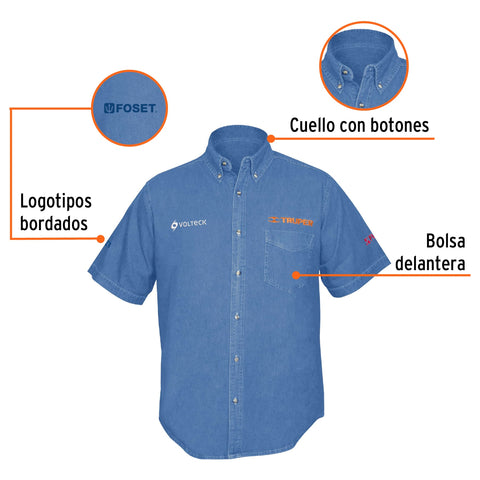 Camisa de mezclilla manga corta para hombre, EG, Truper | CAM-MEZ-CXL | 60343