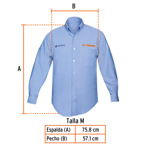 Camisa manga larga para hombre, azul, M, Truper | CAM-AZ-LM | 60345