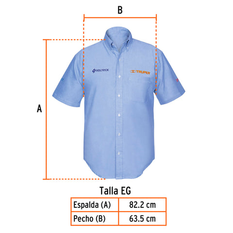 Camisa manga corta para hombre, azul, EG, Truper | CAM-AZ-CXL | 60351