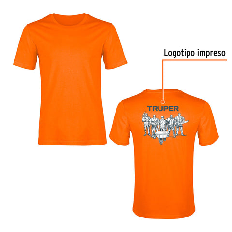 Playera cuello redondo para hombre, naranja, G, Truper | CAM-NAR-40 | 60430