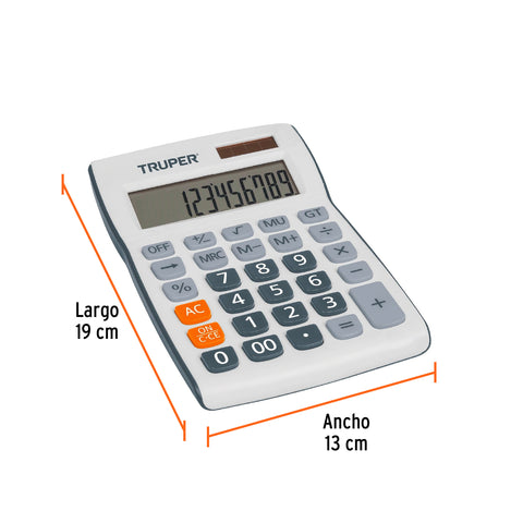 Calculadora de escritorio 19 cm, Truper | CALC-19E | 60482