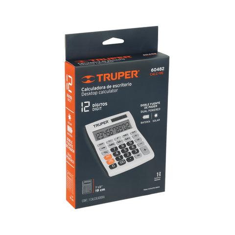 Calculadora de escritorio 19 cm, Truper | CALC-19E | 60482