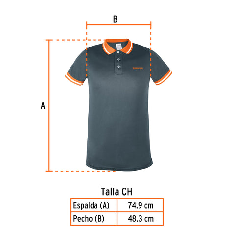 Playera polo performance para hombre, gris, CH, Truper | DRY-GC-C | 61081
