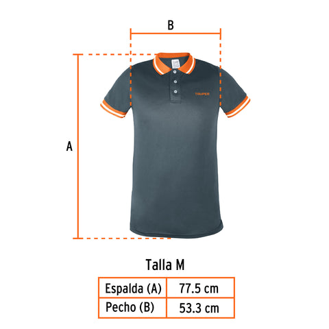 Playera polo performance para hombre, gris, M, Truper | DRY-GC-M | 61082
