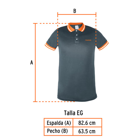 Playera polo performance para hombre, gris, EG, Truper | DRY-GC-XG | 61084