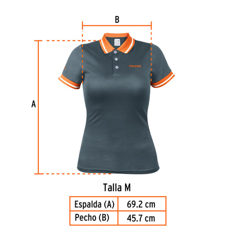Playera polo performance para mujer, gris, M, Truper | DRY-GD-M | 61087