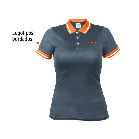 Playera polo performance para mujer, gris, M, Truper | DRY-GD-M | 61087
