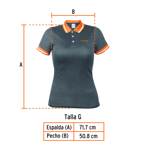 Playera polo performance para mujer, gris, G, Truper | DRY-GD-G | 61088