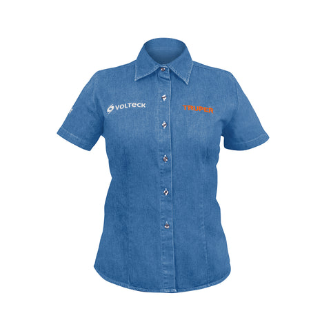 Camisa de mezclilla manga corta para mujer, CH, Truper | CAM-MEZ-DCS | 61101