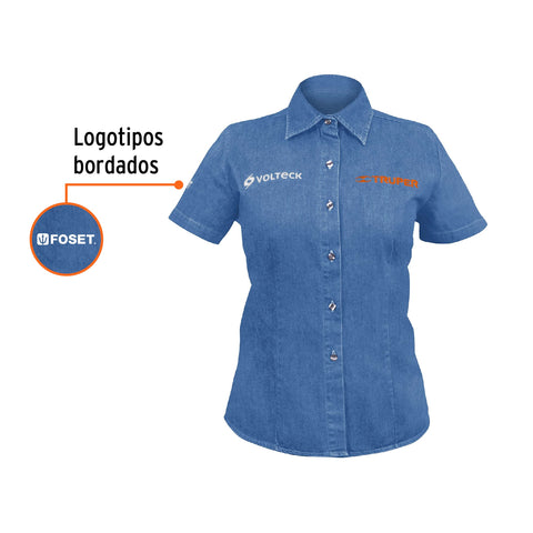 Camisa de mezclilla manga corta para mujer, CH, Truper | CAM-MEZ-DCS | 61101