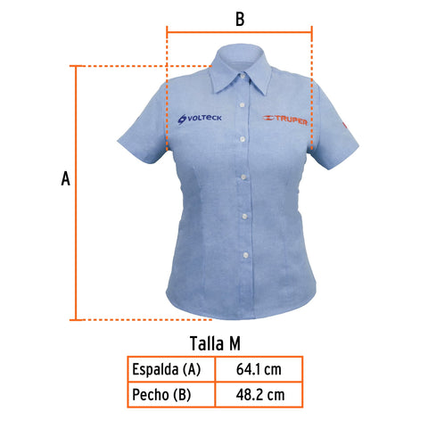 Camisa manga corta para mujer, azul, M, Truper | CAM-AZ-DCM | 61107