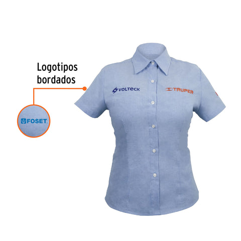 Camisa manga corta para mujer, azul, M, Truper | CAM-AZ-DCM | 61107