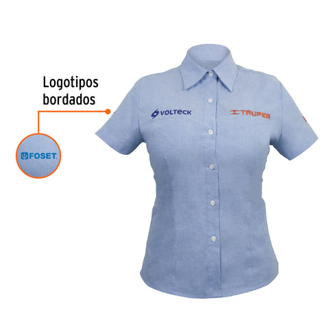 Camisa manga corta para mujer, azul, G, Truper | CAM-AZ-DCL | 61108