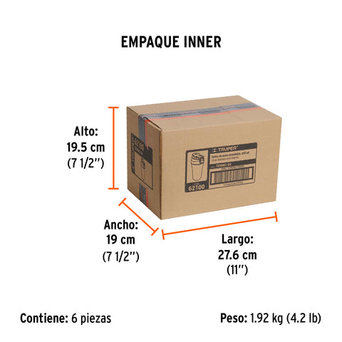 Vaso térmico de acero inoxidable, 450 ml, TRUPER | TERMO-04 | 62100