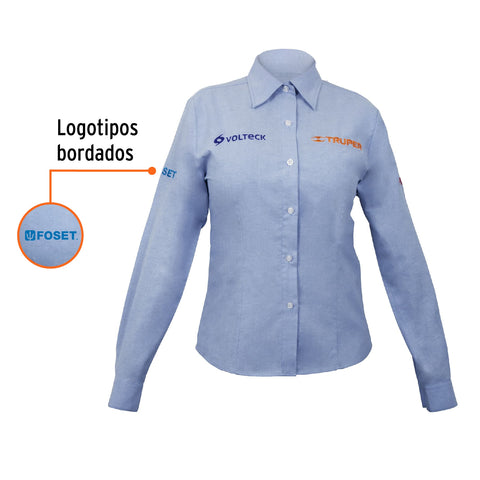 Camisa manga larga para mujer, azul, M, Truper | CAM-AZ-DLM | 63102