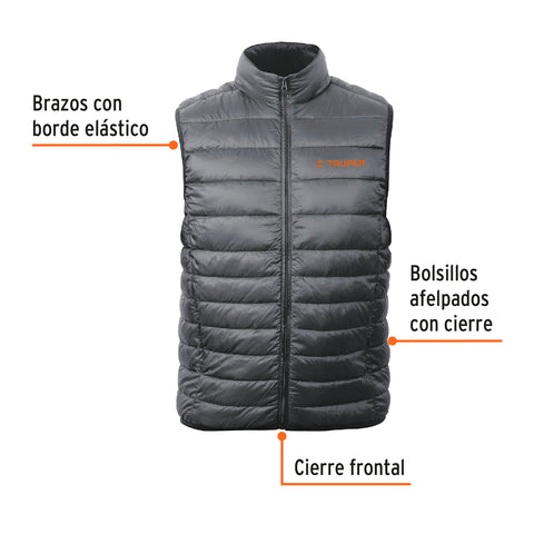 Chaleco de plumas ligero para hombre, gris, EG, TRUPER | CHA-GC-XG | 65009