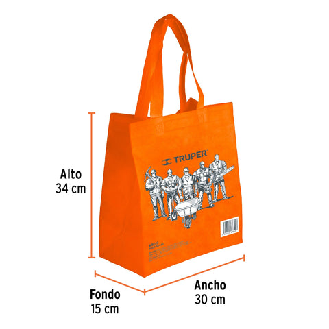 Bolsa ecológica naranja de 30 x 34 cm, Truper | BOEC-30X34 | 65013