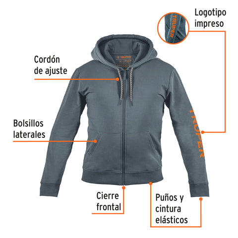 Sudadera gris para caballero, talla M, Truper | SUD-GC-M | 65032