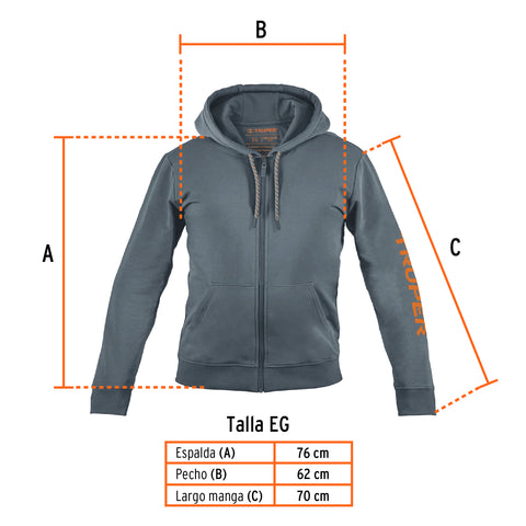 Sudadera gris para caballero, talla EG, Truper | SUD-GC-XG | 65034