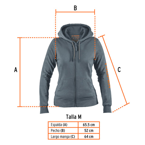 Sudadera gris para dama, talla M, Truper | SUD-GD-M | 65036