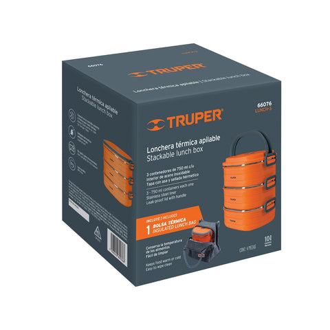 Lonchera térmica con 3 contenedores de acero inoxidable | LUNCH-3 | 66076
