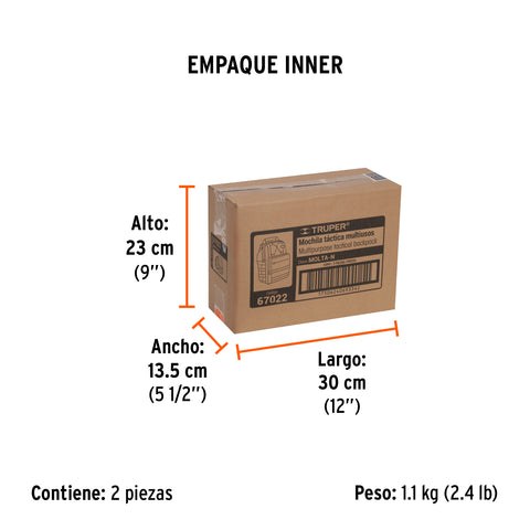 Mochila táctica multiusos negra, Truper | MOLTA-N | 67022