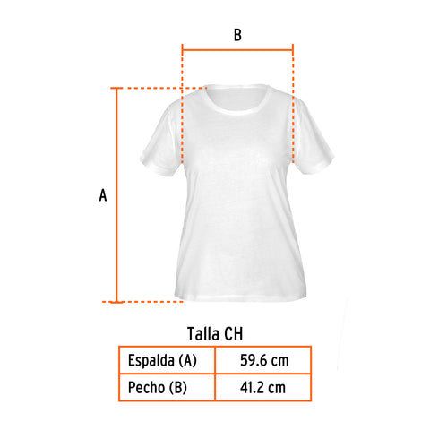 Playera cuello redondo para mujer, blanca, CH, Truper | CAM-BLA-26D | 68123