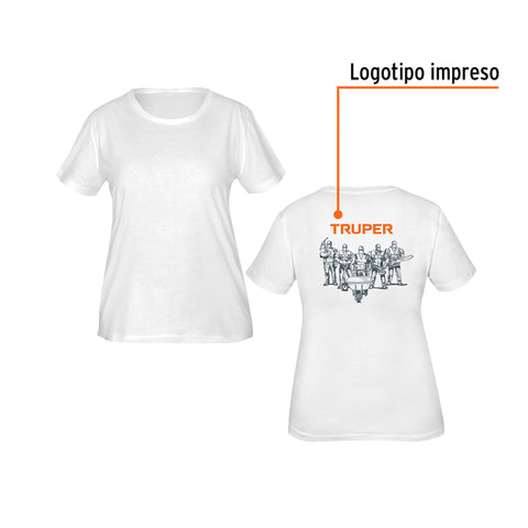 Playera cuello redondo para mujer, blanca, M, Truper | CAM-BLA-28D | 68124