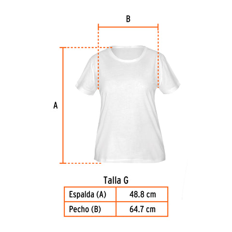 Playera cuello redondo para mujer, blanca, G, Truper | CAM-BLA-30D | 68125