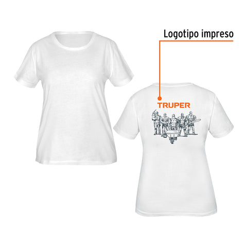 Playera cuello redondo para mujer, blanca, G, Truper | CAM-BLA-30D | 68125