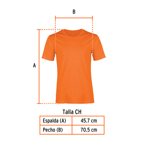Playera cuello redondo para hombre, naranja, CH, Truper | CAM-NAR-36 | 68126