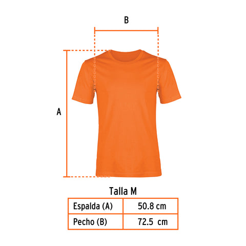 Playera cuello redondo para hombre, naranja, M, Truper | CAM-NAR-38 | 68127