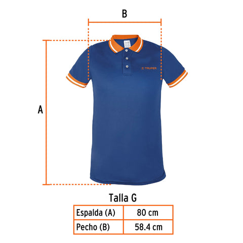 Playera polo performance para hombre, azul, G, Truper | DRY-AC-G | 69967