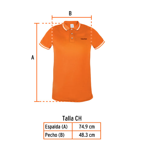 Playera polo performance para hombre, naranja, CH, Truper | DRY-NC-C | 69981