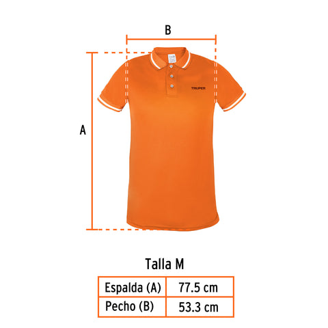 Playera polo performance para hombre, naranja, M, Truper | DRY-NC-M | 69982