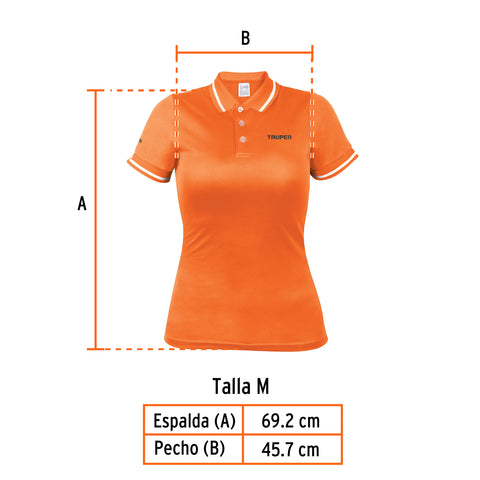 Playera polo performance para mujer, naranja, M, Truper | DRY-ND-M | 69987