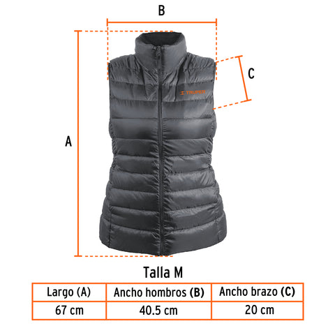 Chaleco de plumas ligero para mujer, gris, M, TRUPER | CHA-GD-M | 69994